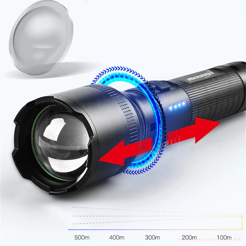 BIKIGHT Powerful XHP60 Flashlight Super Bright Portable Torch USB Rechargeable Outdoor Camping Tactical Zoomable Flash Light — view 4