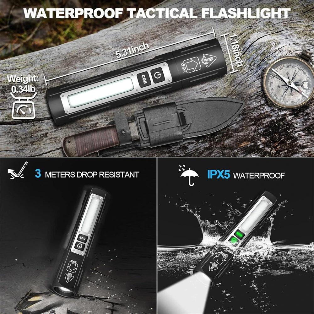 BIKIGHT Rechargeable Flashlights Super Bright Small Pocket Magnetic Flashlight, 8 Modes LED Tactical Flash Light, Dual Button Powerful Flashlight for Camping — view 4
