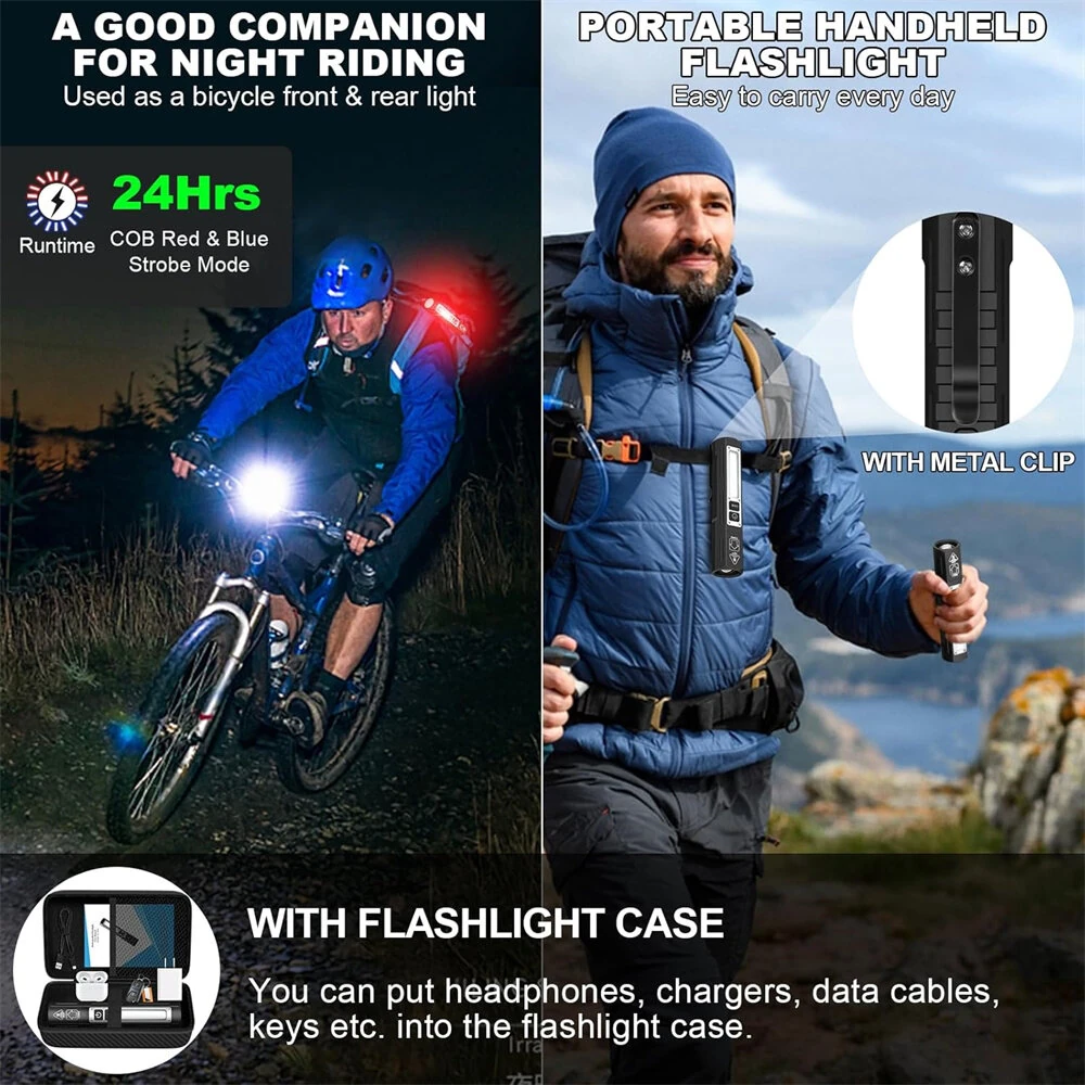 BIKIGHT Rechargeable Flashlights Super Bright Small Pocket Magnetic Flashlight, 8 Modes LED Tactical Flash Light, Dual Button Powerful Flashlight for Camping — view 6