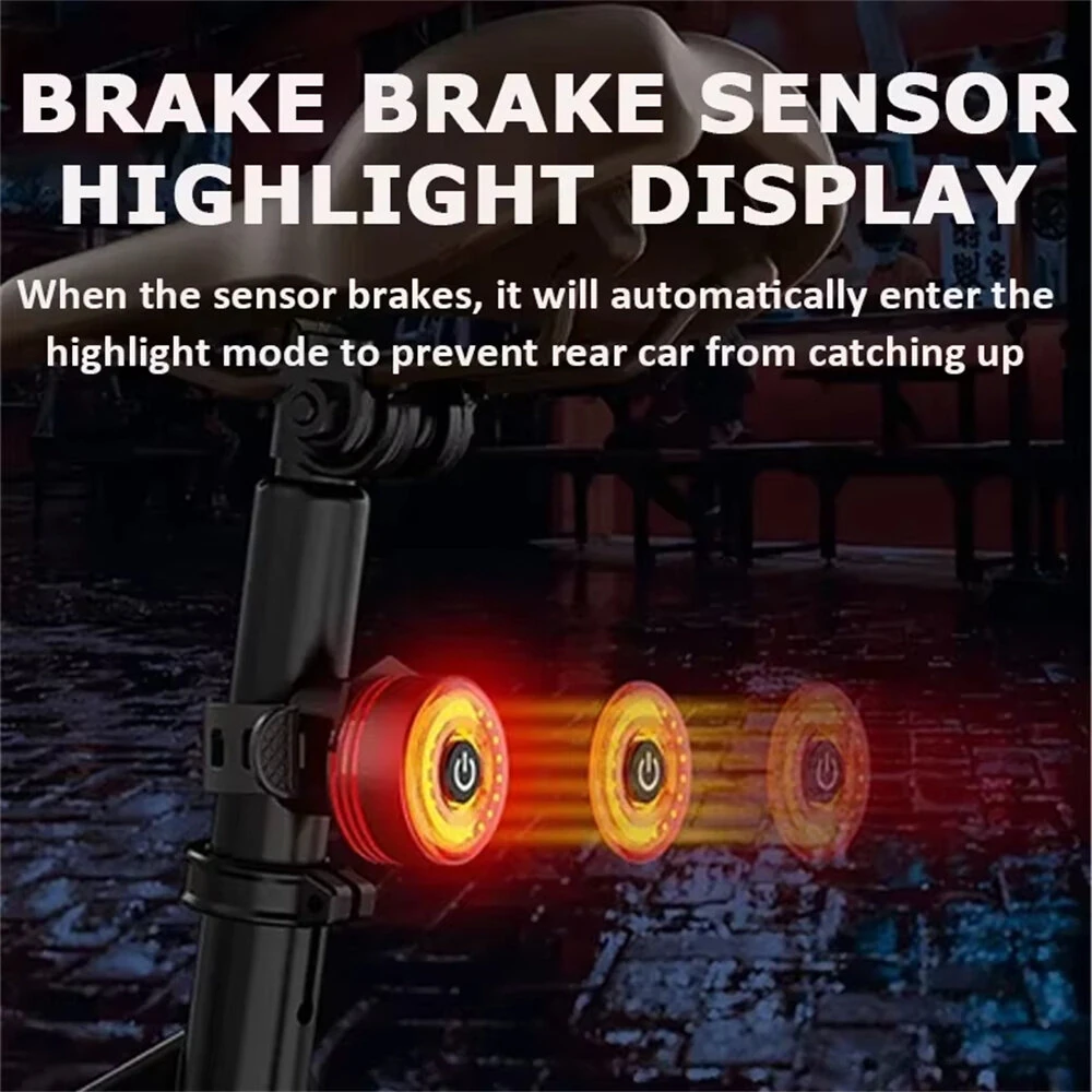 BIKIGHT Smart Brake Sensing Bike Taillight 4 Light Modes Type-C Rechargeable Waterproof Dustproof Bicycle Rear Light for MTB Road Night Riding Safety — view 3