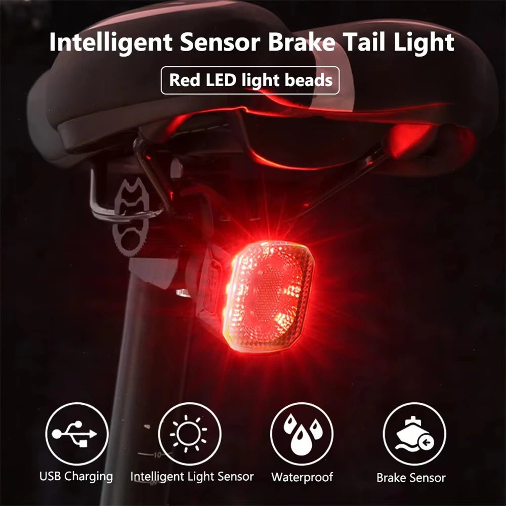 BIKIGHT Smart Sensing Brake Bicycle Taillight 6 Lighting Modes Waterproof Type-C Charging Bike Rear Light for MTB Night Riding Warning Safety — view 3