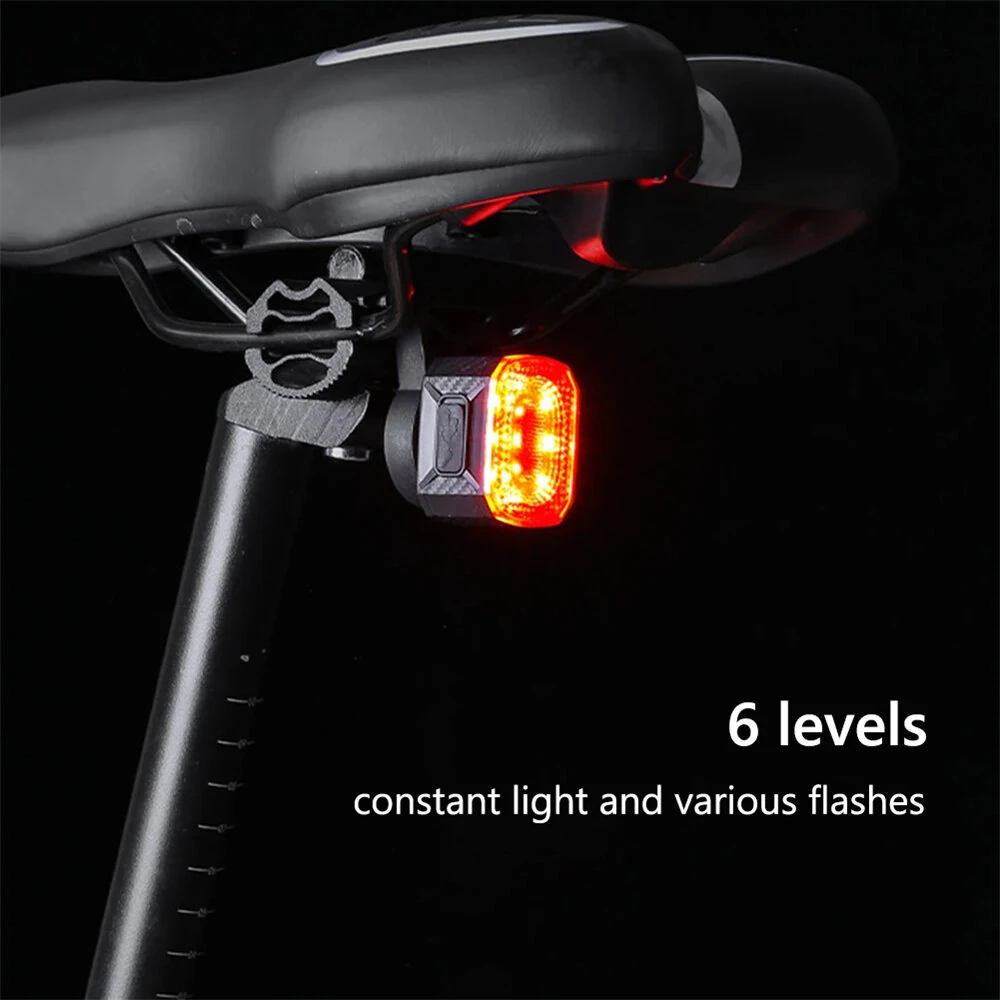 BIKIGHT Smart Sensing Brake Bicycle Taillight 6 Lighting Modes Waterproof Type-C Charging Bike Rear Light for MTB Night Riding Warning Safety — view 6