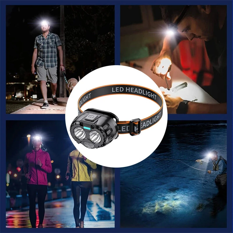 Bikight Smart Sensor Powerful LED Headlamp USB Charging Emergency Head Flashlight 250LM XPE LED Headlight IPX4 Waterproof for Outdoor Camping Fishing — view 8