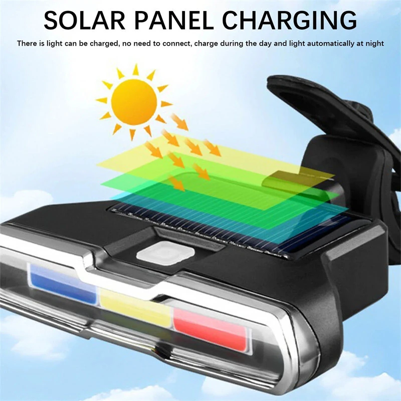 Bikight Solar Bike Taillight 300mAh Battery 7 Light Modes Type-C Charging IPX7  Waterproof Bicycle Rear Light for MTB Bike Motorcycle Electric Vehicle — view 6