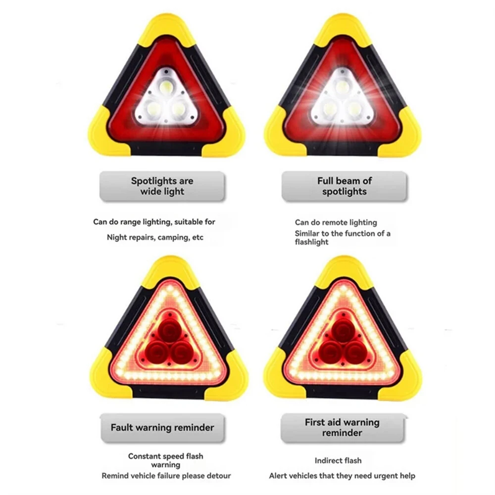 BIKIGHT Solar Emergency Triangular Roadside Warning Light USB Super Bright LED Work Lights for Car Repairing Camping Hiking Hunting — view 7