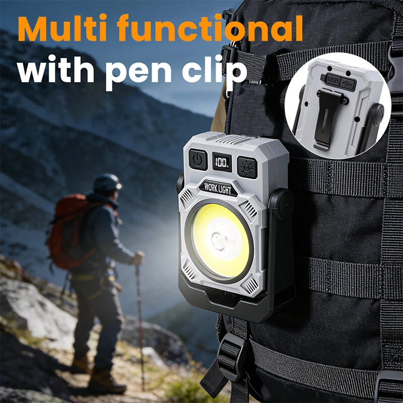 Bikight SQ-G21 Outdoor Multi Function LED Work Light with Hook Type-C Rechargeable IPX4 Magnetic Hook Pen Clip 360° Rotation Camping Lantern Tripod Compatible — view 3
