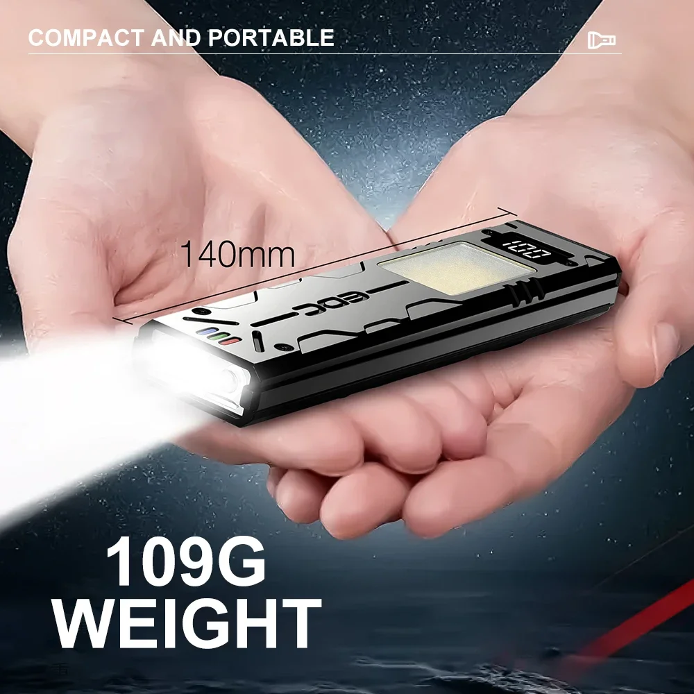 BIKIGHT Super Bright Flashlight Rechargeable LED+COB Floodlight Magnetic Back Clip Portable Workamp Tactical Flashlight — view 9