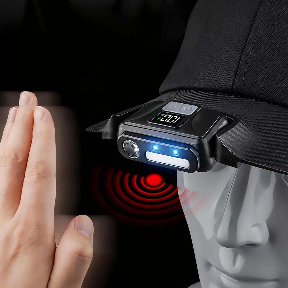 BIKIGHT USB Rechargeable LED Light-Emitting Inductive Cap Light Waterproof Hat Headlamp Clip-on Flashlight for Night Running And Cycling