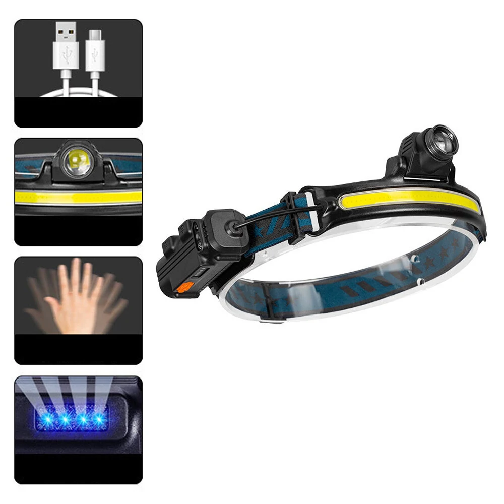 Bikight W678 Smart Sensor Headlight XPG+COB 6 Modes Type-C Charging 2000mAh Battery Flashlight Head Torch — view 3