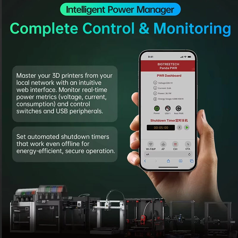 BIQU Panda Branch Plus Power Management Multi-Device Power Extended Connections Smart Control for Bambu Lab A1 P1 X1 3D Printer — view 6