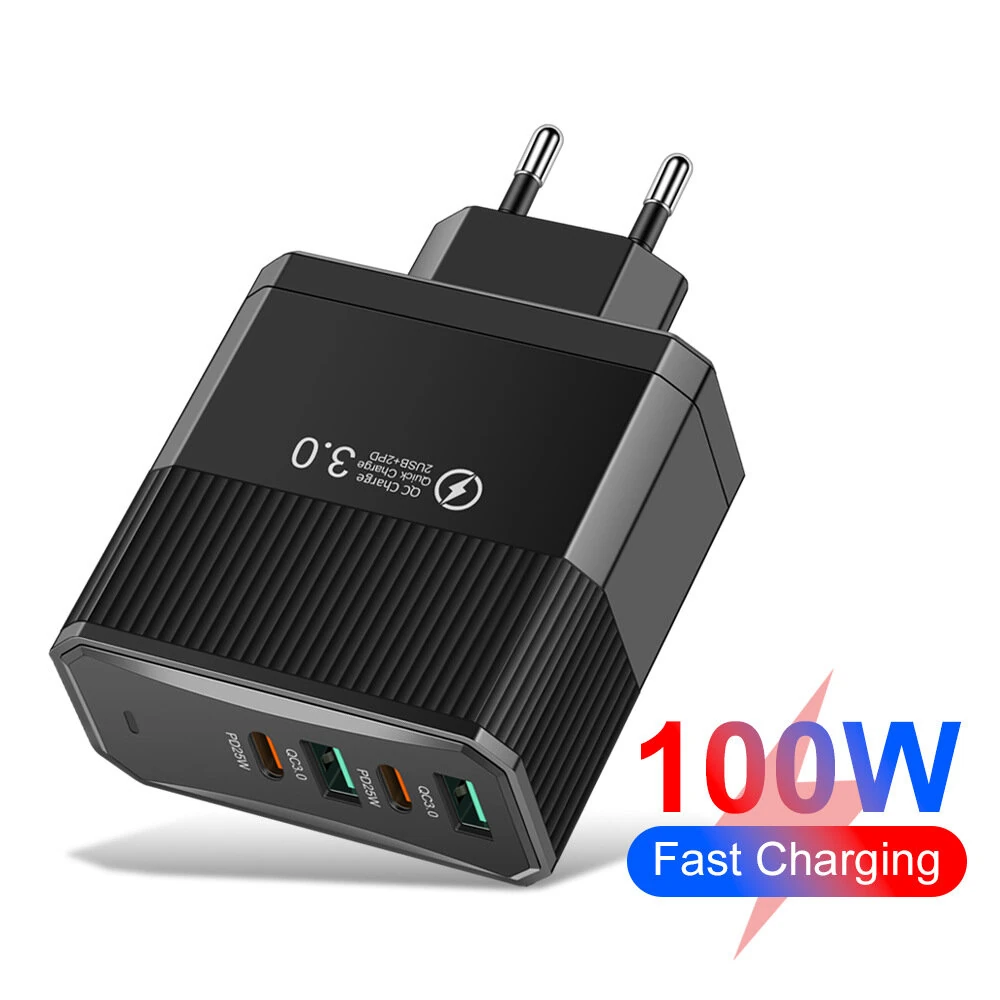 BK304-2A2C 100W 4-Port USB PD Charger 2USB-A+2USB-C PD QC3.0 Fast Charging Wall Charger Adapter EU Plug US Plug for iPhone 16 16 Pro 15 14 13 for Xiaomi 15pro for Samsung Galaxy Z Flip6 for Huawei Mate 70 — view 3