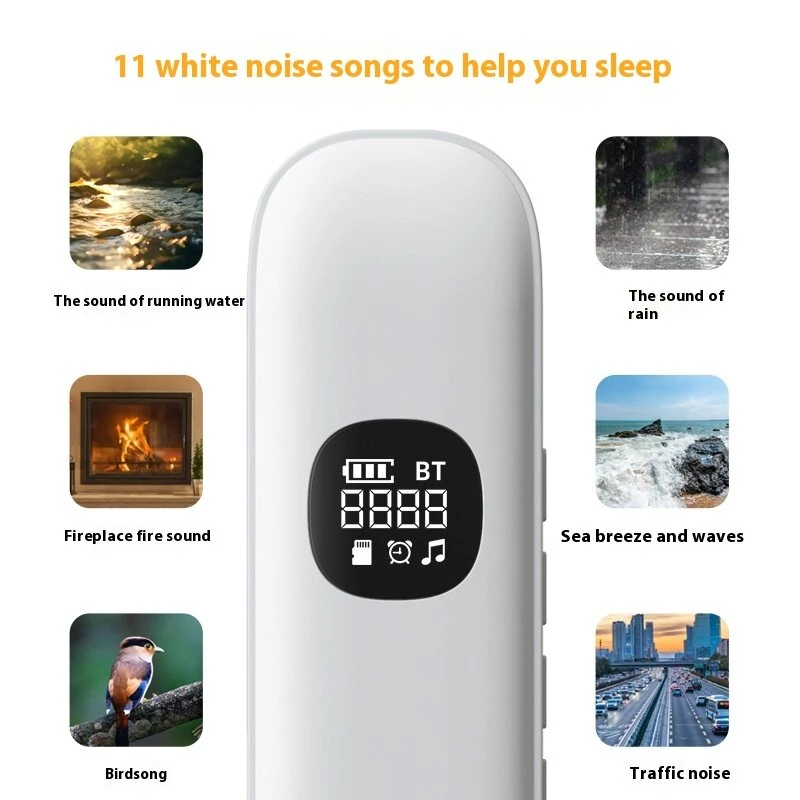 BLD06 Mini bluetooth 5.4 Speaker Bone Conduction Speaker White Noise Reduction Soundbar 3D Surround Stereo 400mAh Battery LED Screen Support TF Card Playback Sleeping-assisted Under Pillow Soundbar — view 5