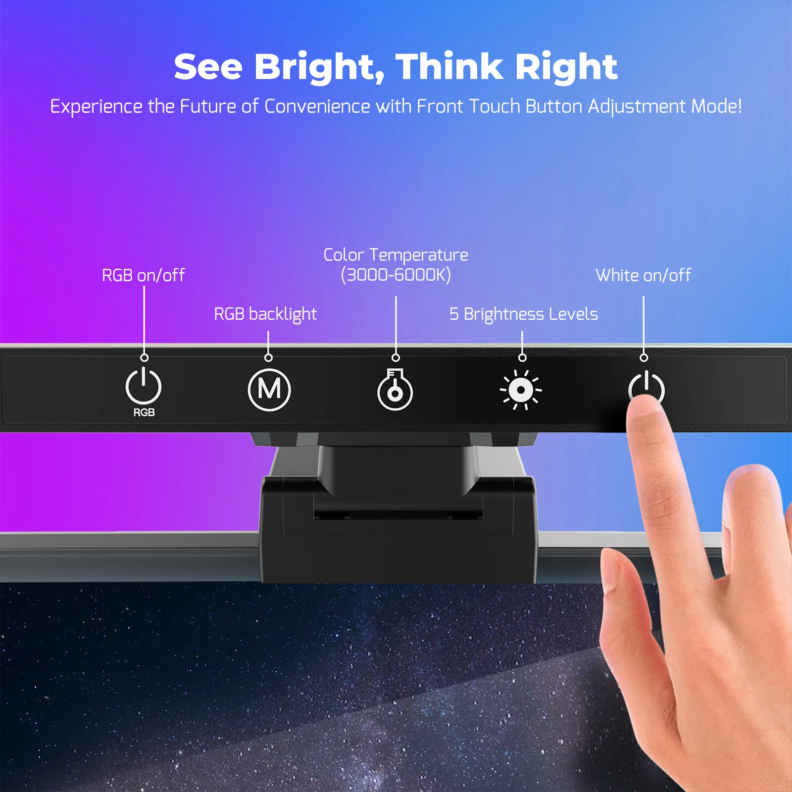 BlitzMax BM-CS1 RGB Monitor Light Bar Asymmetric Forward Projection Design & Anti-Glare Design For Gamer — view 5