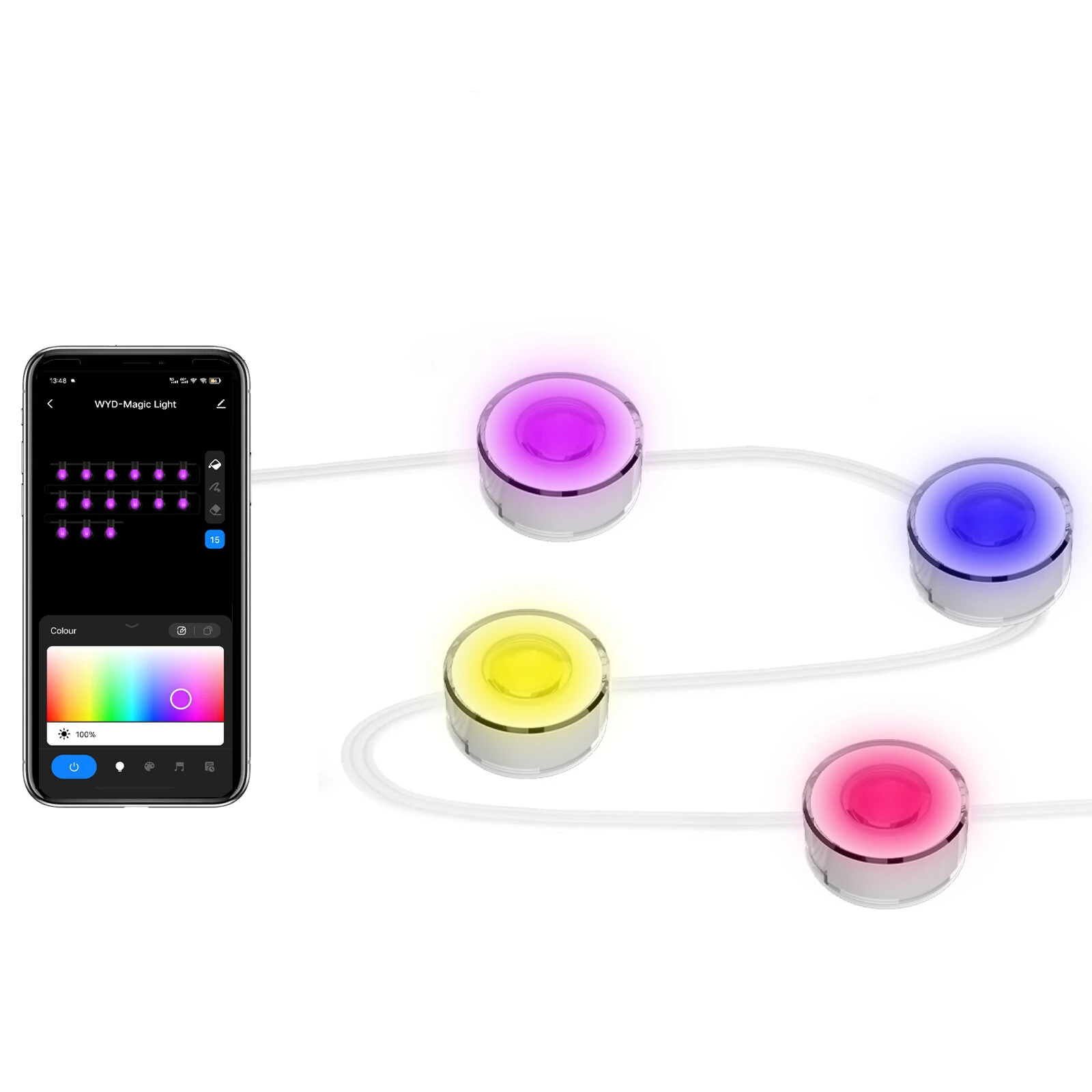 BLITZWILL BW-SS1 Smart Outdoor Eaves Light 14.5m LED String Music Sync Works With Alexa & Google Assistant Waterproof for Halloween & Christmas Decorations