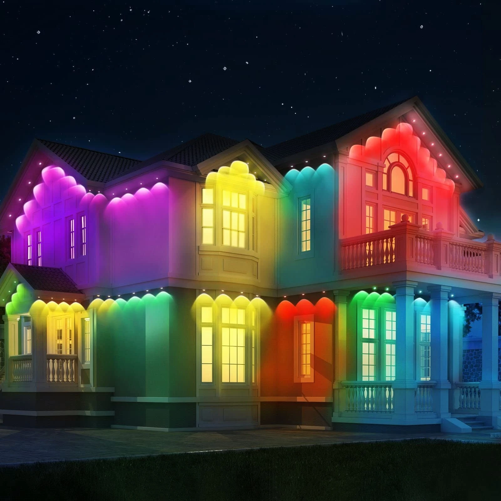 BLITZWILL BW-SS1 Smart Outdoor Eaves Light 14.5m LED String Music Sync Works With Alexa & Google Assistant Waterproof for Halloween & Christmas Decorations — view 4