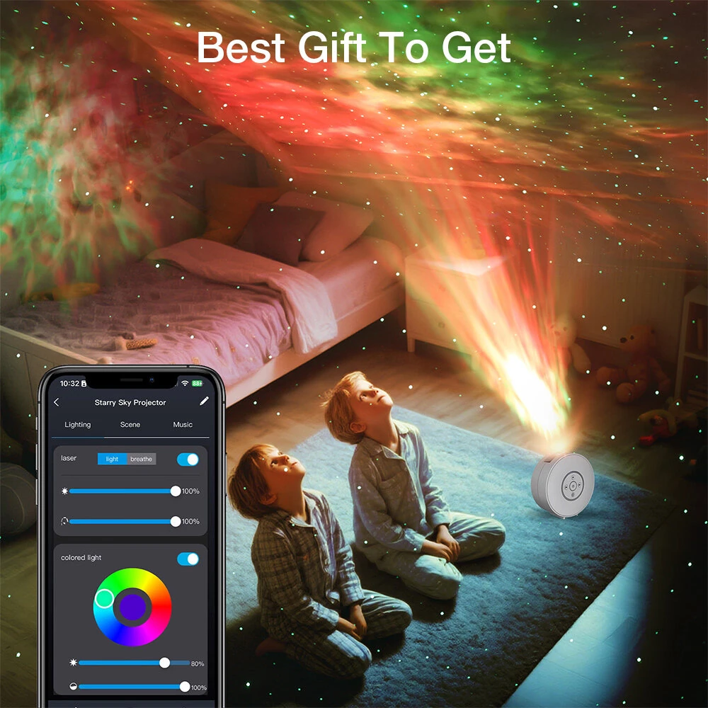 BlitzWill® BW-PLT2 Smart Star Projector with Star & Colorful LED Nebula 6 Theme Films bluetooth Speaker White Noise Alarm Setting Smart APP& Voice Control — view 4