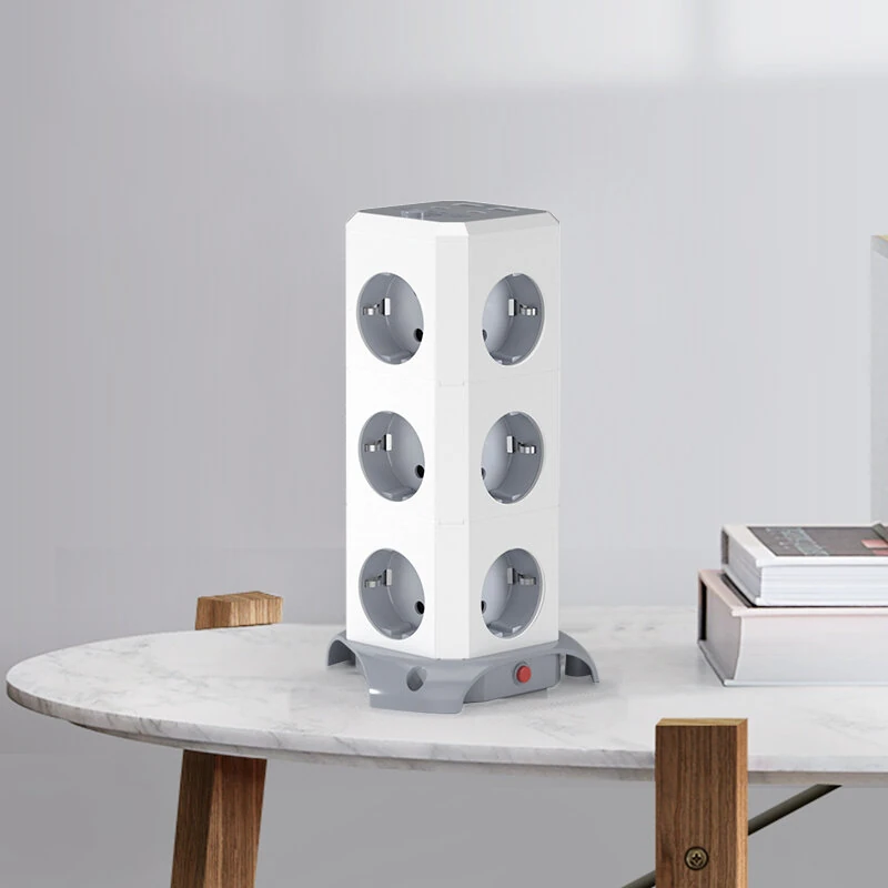 BlitzWolf BW-EC3 3-Layer Vertical Cube EU Socket Plug Power Outlet Extender with 12 AC Outlets / 2 USB-A / 2 USB-C for MacBook iPad Game Office Home — view 4