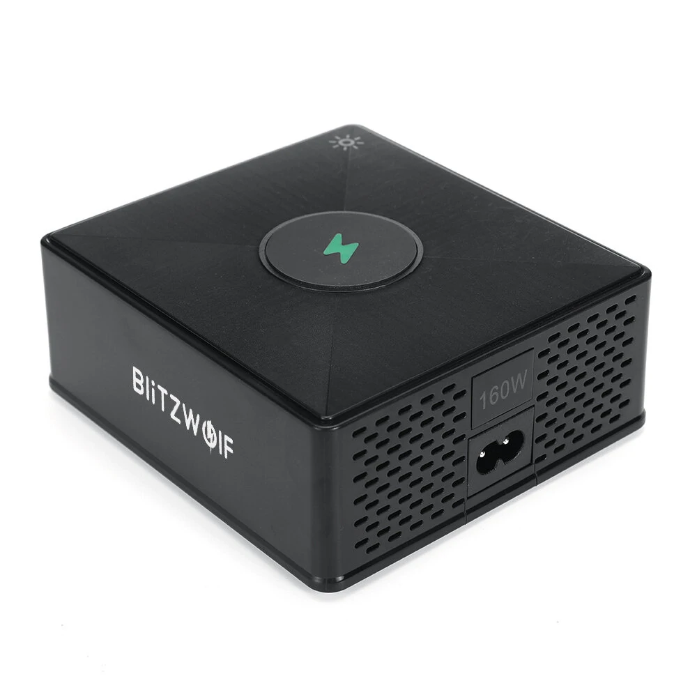 BlitzWolf® 868H 160W 5-Port USB PD Desktop Charger Dual USB-A QC3.0+Dual PD65W Type-C+65W Type-C PD3.0 with 15W 10W 7.5W 5W Wireless Fast Charger for iPhone 14 14 Pro Max for Samsung Galaxy Z Fold 4 S22 Ultra — view 10