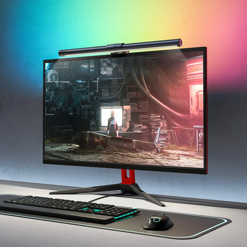 BlitzWolf® BW-CML2 RGB Gaming Monitor Light Bar Dual Light Source 300-1000Lux Adjustable Cool/Mix/Warm Light Color Temperature Eye Protection Anti-Glare USB e-Reading Light Touch Control for Home Office PC Computer — view 2