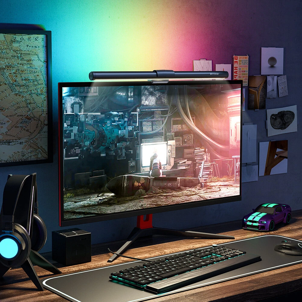 BlitzWolf® BW-CML2 RGB Gaming Monitor Light Bar Dual Light Source 300-1000Lux Adjustable Cool/Mix/Warm Light Color Temperature Eye Protection Anti-Glare USB e-Reading Light Touch Control for Home Office PC Computer — view 3