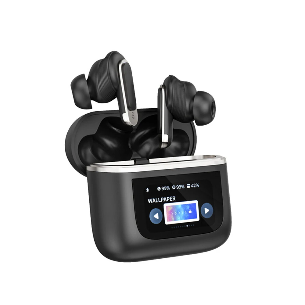 BlitzWolf® BW-FYE16 LED Screen TWS Earbuds bluetooth Earphone Colorful Touch Screen Active Noise Cancelling 32h Battery Life 3D Spatial Audio HD Calls IPX5 Waterproof Portable Headset — BlitzWolf