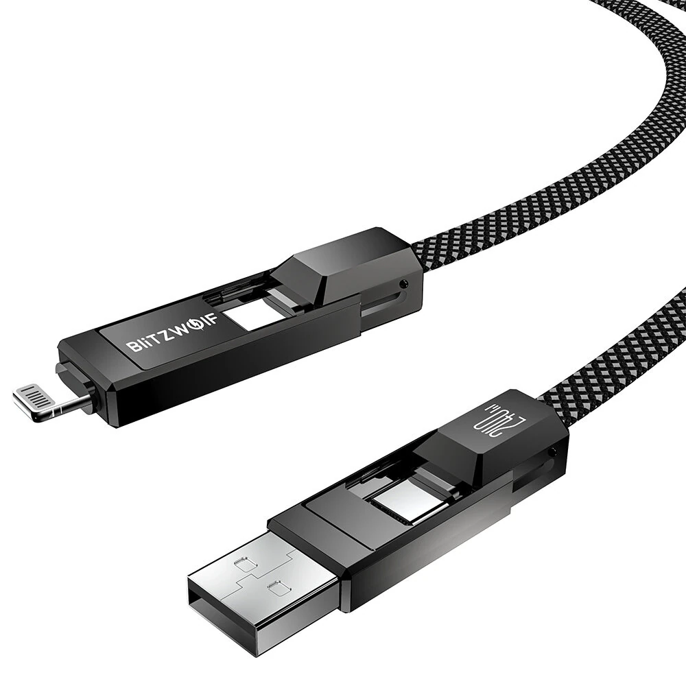 BlitzWolf® BW-HDC7 4-in-1 Fast Charging Cable PD240W 1.2M USB-C Data Cable Nylon Braided Extended Car Charging — view 6