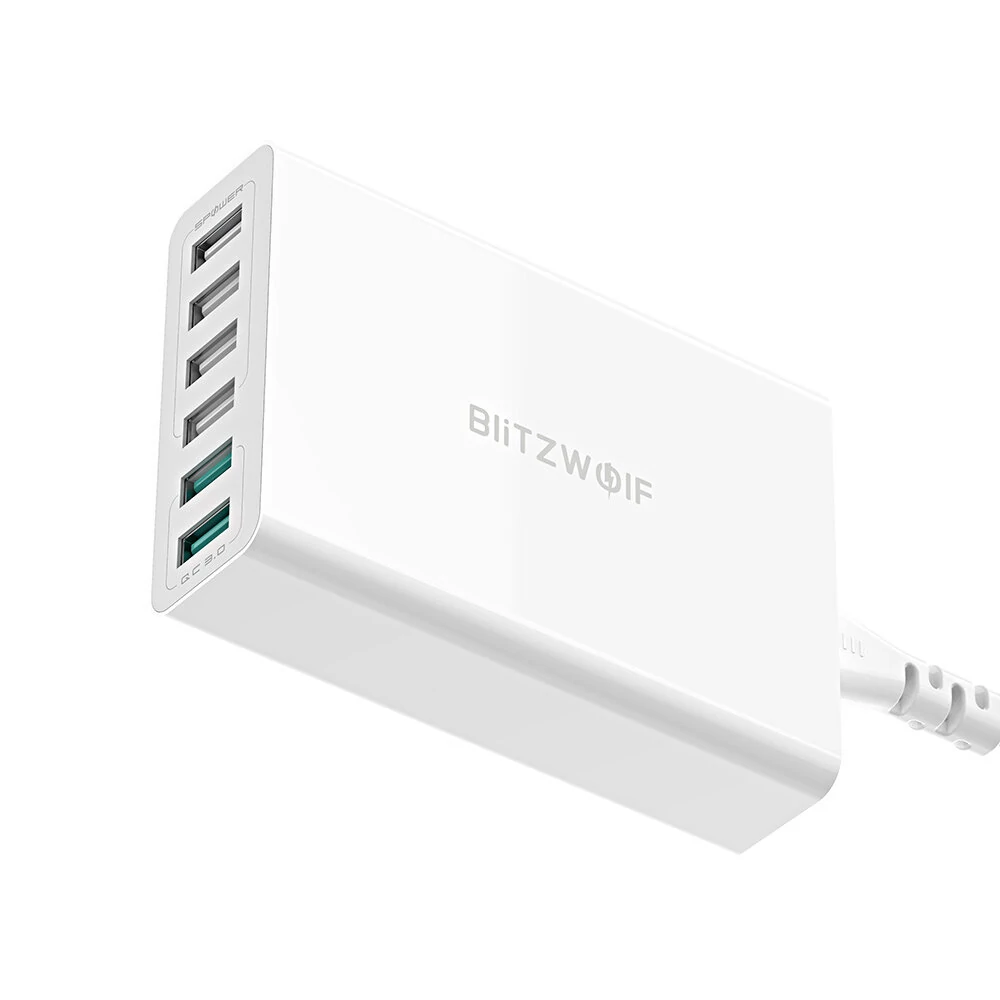 BlitzWolf® BW-S15 60W 6-Ports USB Charger Dual QC3.0 Desktop Charging Station Smart Charger EU Plug Adapter — view 9