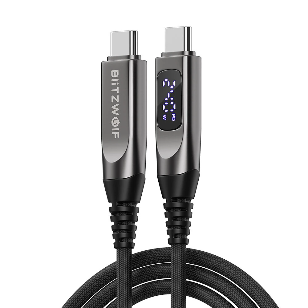 BlitzWolf® BW-TC25 240W Digital Display Type-C to Type-C Cable PD3.1 Fast Charging Data Transmission Tinned Copper Core Line 1.2M Long for iPhone 17 17Pro Max 16 15 for Huawei Mate XTs for SAMSUNG — view 2