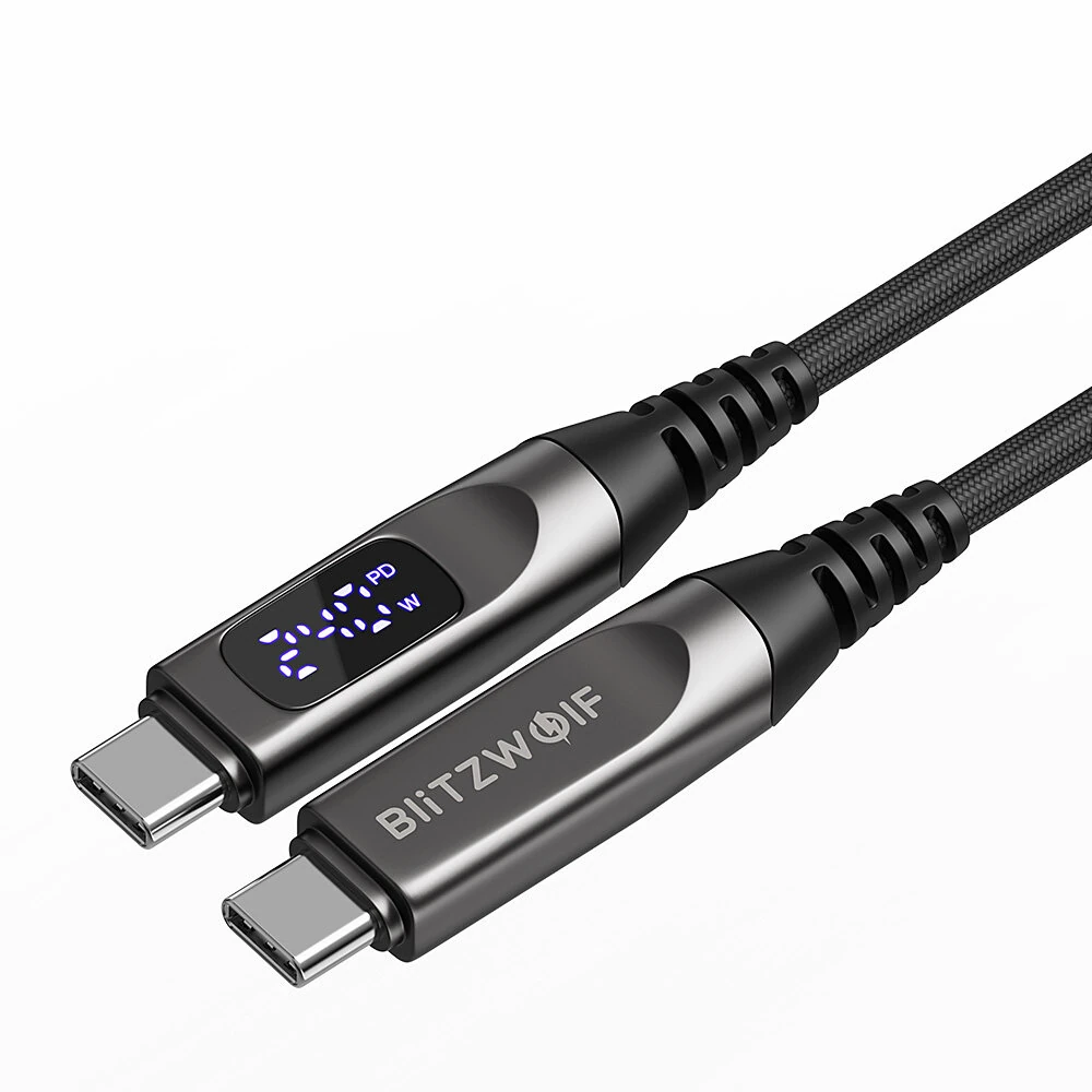 BlitzWolf® BW-TC25 240W Digital Display Type-C to Type-C Cable PD3.1 Fast Charging Data Transmission Tinned Copper Core Line 1.2M Long for iPhone 17 17Pro Max 16 15 for Huawei Mate XTs for SAMSUNG — view 4