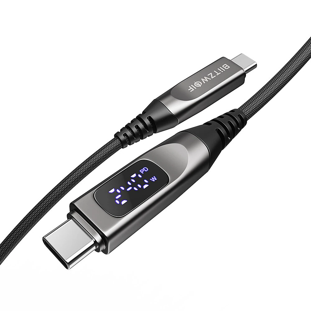 BlitzWolf® BW-TC25 240W Digital Display Type-C to Type-C Cable PD3.1 Fast Charging Data Transmission Tinned Copper Core Line 1.2M Long for iPhone 17 17Pro Max 16 15 for Huawei Mate XTs for SAMSUNG — view 5