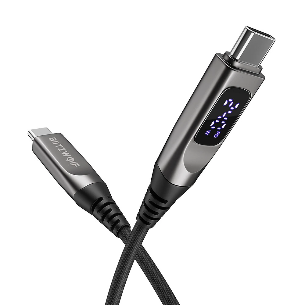 BlitzWolf® BW-TC25 240W Digital Display Type-C to Type-C Cable PD3.1 Fast Charging Data Transmission Tinned Copper Core Line 1.2M Long for iPhone 17 17Pro Max 16 15 for Huawei Mate XTs for SAMSUNG — view 6