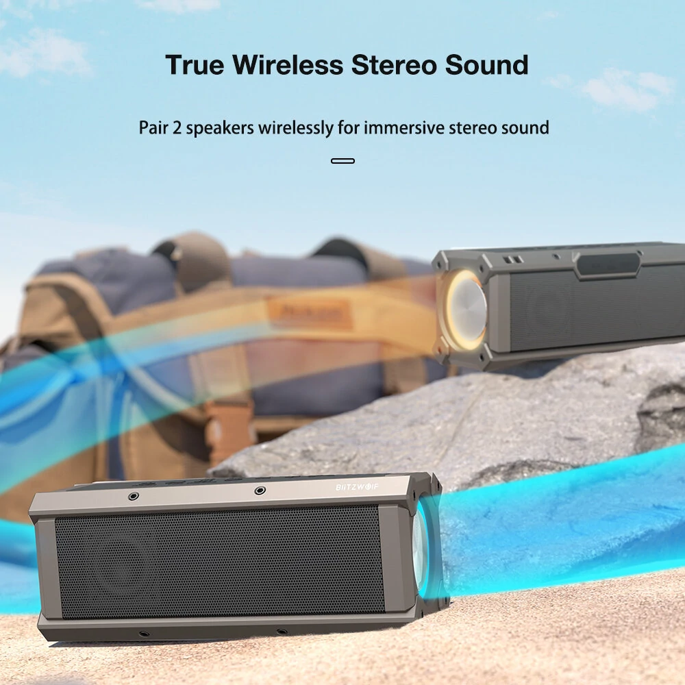 BlitzWolf® BW-WA3 100W bluetooth Speaker Portable Speakers Quad Drivers Dual Diaphragm Deep Bass RGB Light TWS 5000mAh Outdoors Wireless Speaker — view 5