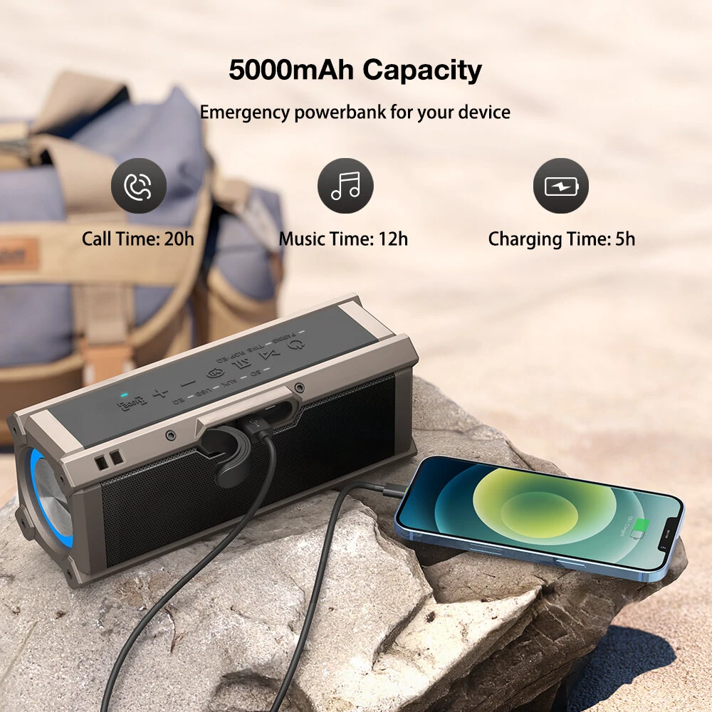 BlitzWolf® BW-WA3 100W bluetooth Speaker Portable Speakers Quad Drivers Dual Diaphragm Deep Bass RGB Light TWS 5000mAh Outdoors Wireless Speaker — view 6