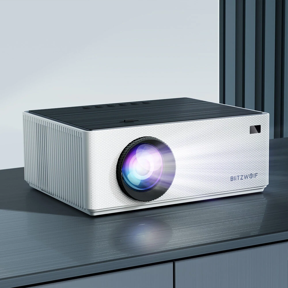 BlitzWolf®BW-V8 FHD Projector LCD LED Android 11.0 OS 480ANSI Lumens 4D Keystone Correction Dual-5G WIFI 4K Decoding Digital Zoom Mini Portable Projector Outdoor Movie — view 2