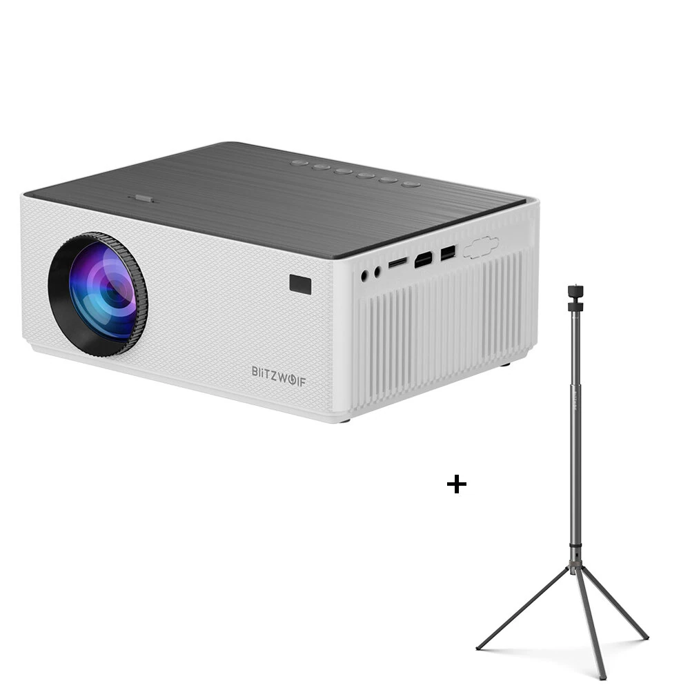 BlitzWolf®BW-V8 FHD Projector LCD LED Android 11.0 OS 480ANSI Lumens 4D Keystone Correction Dual-5G WIFI 4K Decoding Digital Zoom Mini Portable Projector Outdoor Movie — view 3