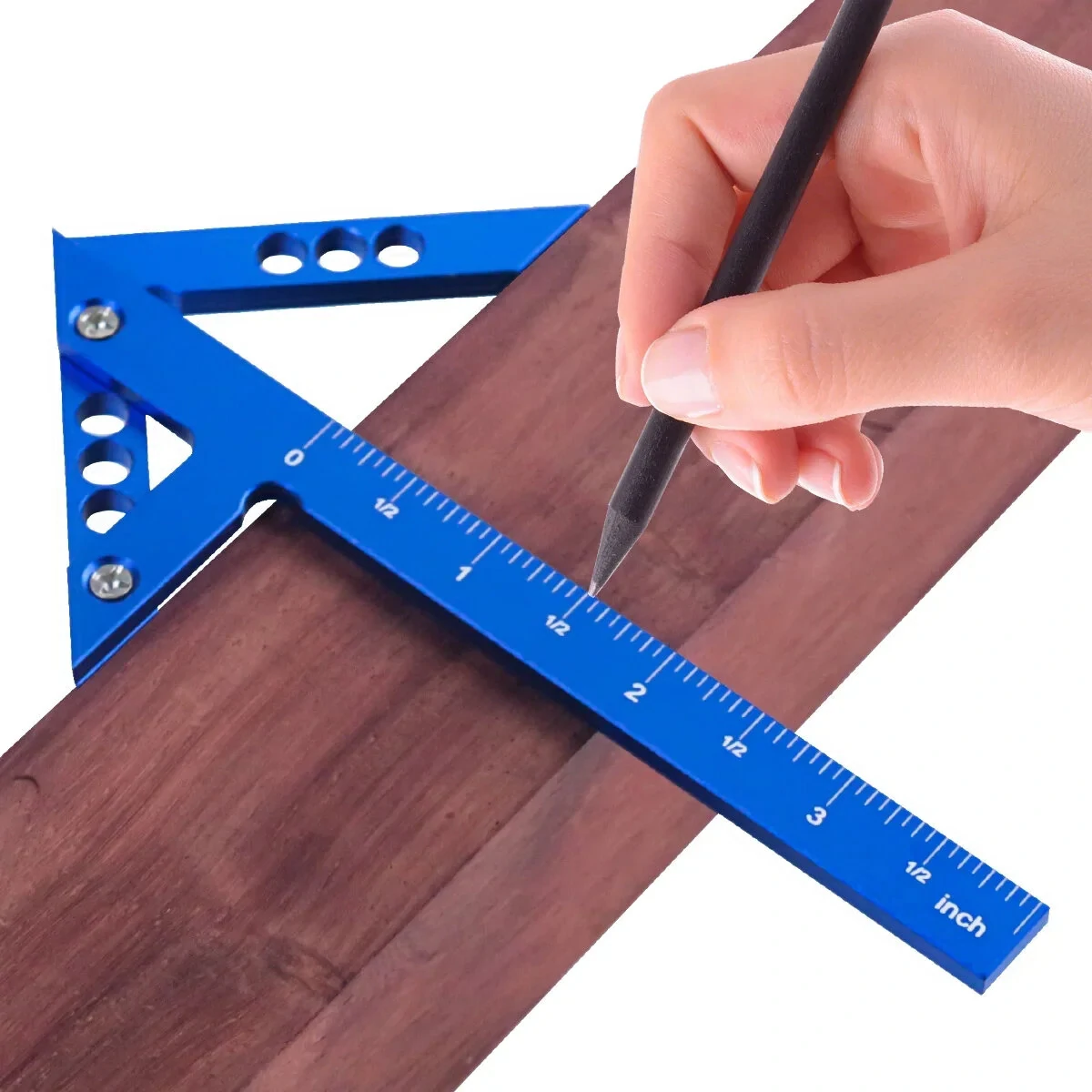 Blue Center Finder Aluminum Center Line Scriber for Finding Center Drawing Straight Lines Right Angles Midlines Vertical Lines 45 Degree Angles — view 4