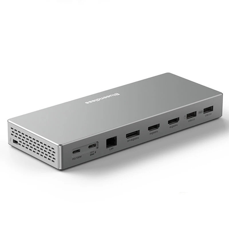 Blueendless HD1601 16-in-1 Type-C Docking Station with USB2.0 USB3.2 PD100W DP/HD Gigabit Port 3.5mm Audio SD&TF3.0 PC Multiports Splitter Adapter