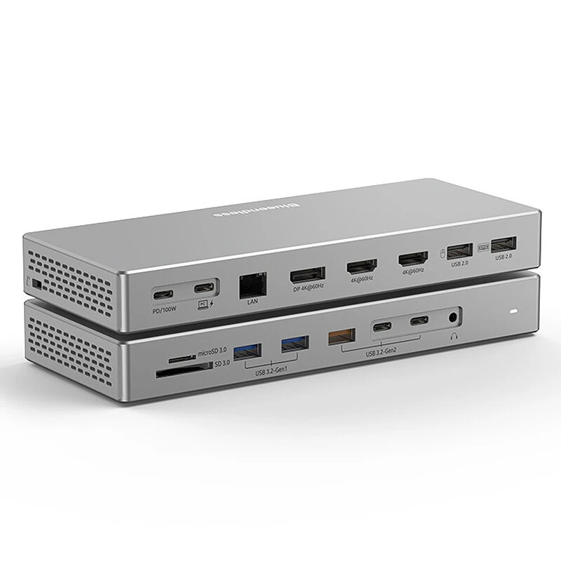 Blueendless HD1601 16-in-1 Type-C Docking Station with USB2.0 USB3.2 PD100W DP/HD Gigabit Port 3.5mm Audio SD&TF3.0 PC Multiports Splitter Adapter — view 3