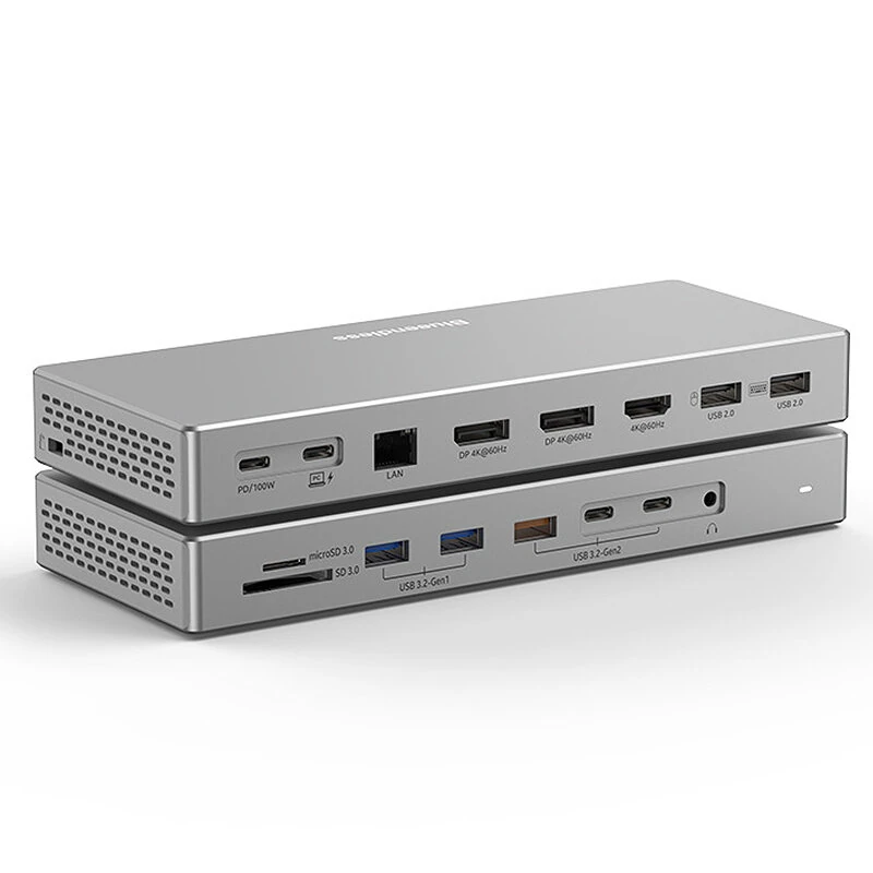Blueendless HD1601 16-in-1 Type-C Docking Station with USB2.0 USB3.2 PD100W DP/HD Gigabit Port 3.5mm Audio SD&TF3.0 PC Multiports Splitter Adapter — view 4