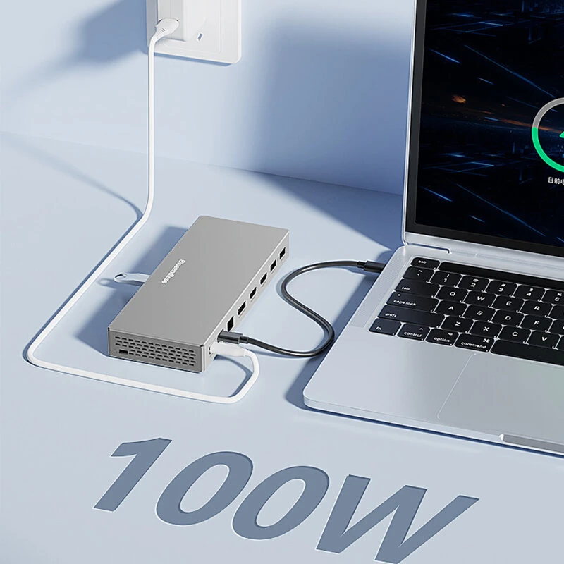 Blueendless HD1601 16-in-1 Type-C Docking Station with USB2.0 USB3.2 PD100W DP/HD Gigabit Port 3.5mm Audio SD&TF3.0 PC Multiports Splitter Adapter — view 6