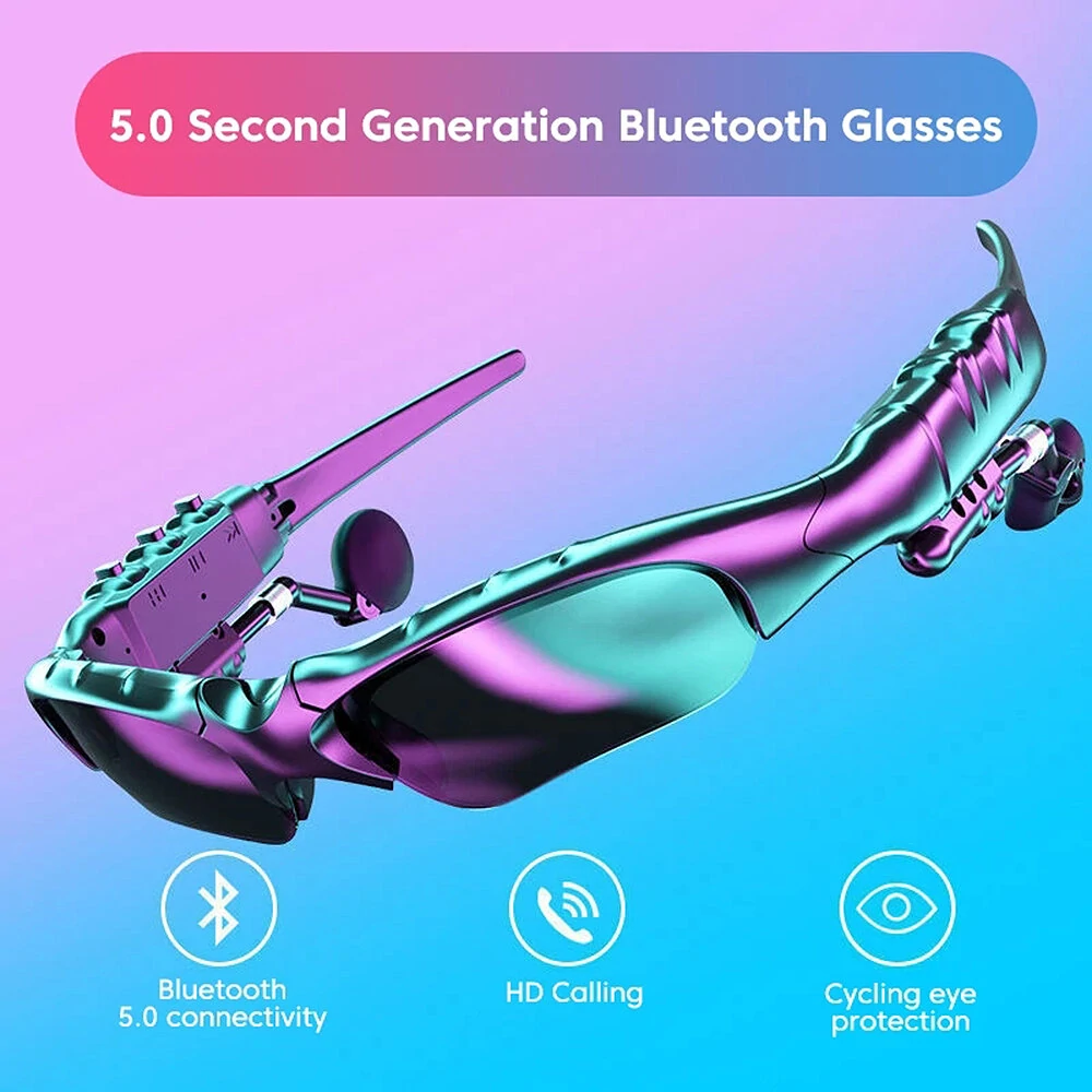 Bluetooth V5.0 Earphone HiFi Bass 8h Battery Waterproof Anti-UV Rays Smart Touch Adjustable Sunglasses Sports Headphone — view 3