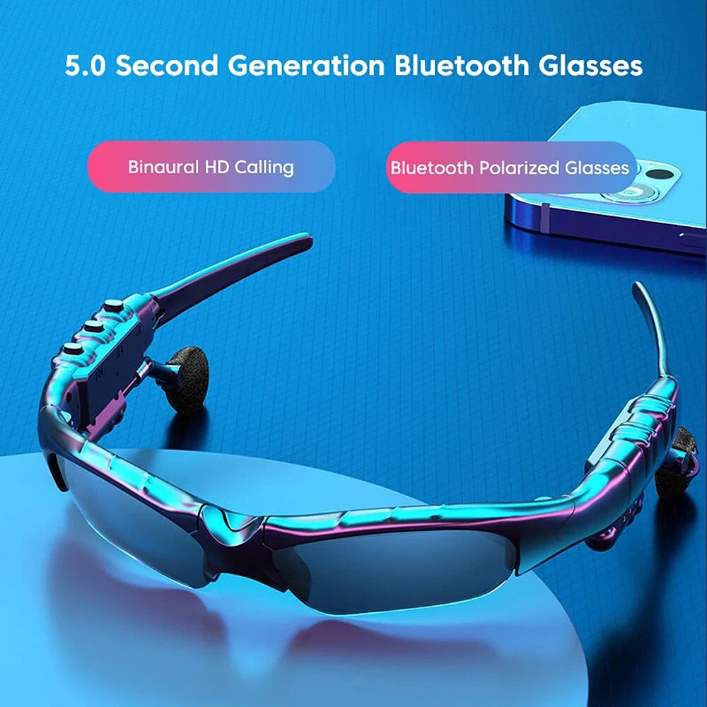 Bluetooth V5.0 Earphone HiFi Bass 8h Battery Waterproof Anti-UV Rays Smart Touch Adjustable Sunglasses Sports Headphone — view 4