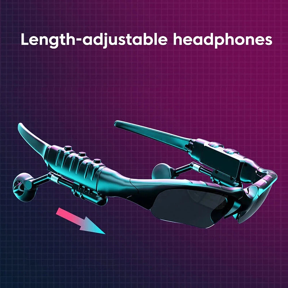 Bluetooth V5.0 Earphone HiFi Bass 8h Battery Waterproof Anti-UV Rays Smart Touch Adjustable Sunglasses Sports Headphone — view 6