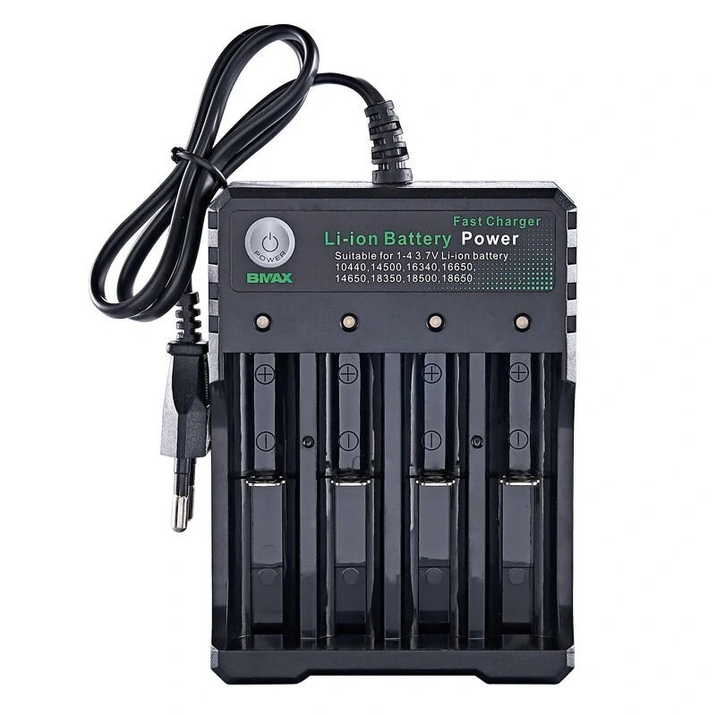BMAX 4 Slot 18650/14500/16650/16340 Li-ion Battery Charger EU Plug AC Plug Porta — view 3