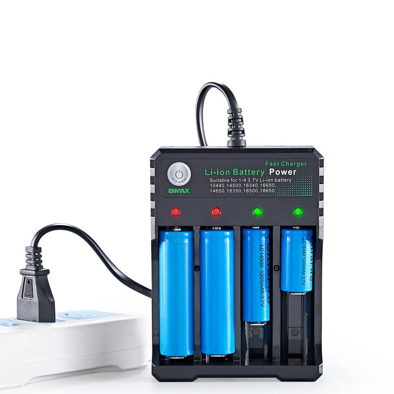 BMAX 4 Slot 18650/14500/16650/16340 Li-ion Battery Charger EU Plug AC Plug Porta — view 5