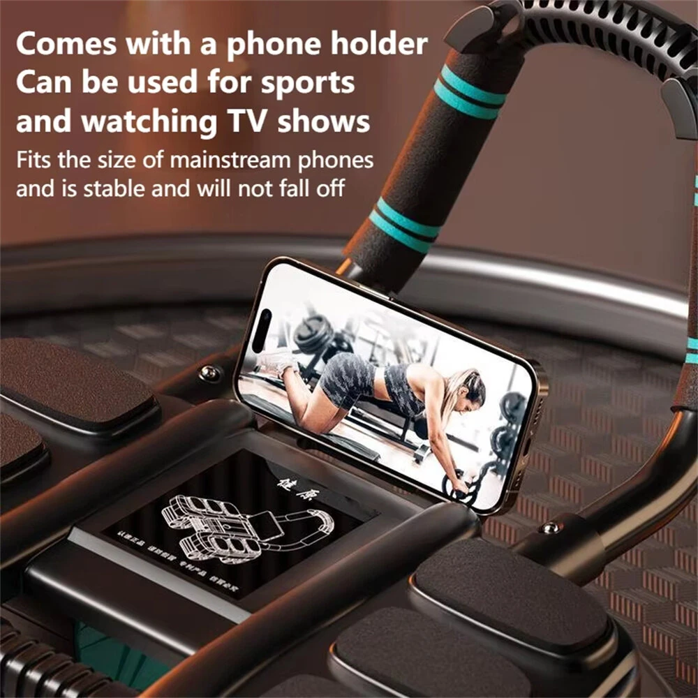 Bominfit 4 Wheel 6 Elbow Support Smart Brakes Abdominal Exerciser with Phone Holder Auto Silent Rebound Home Gym Fitness Equipment for Exercise Abs — view 6