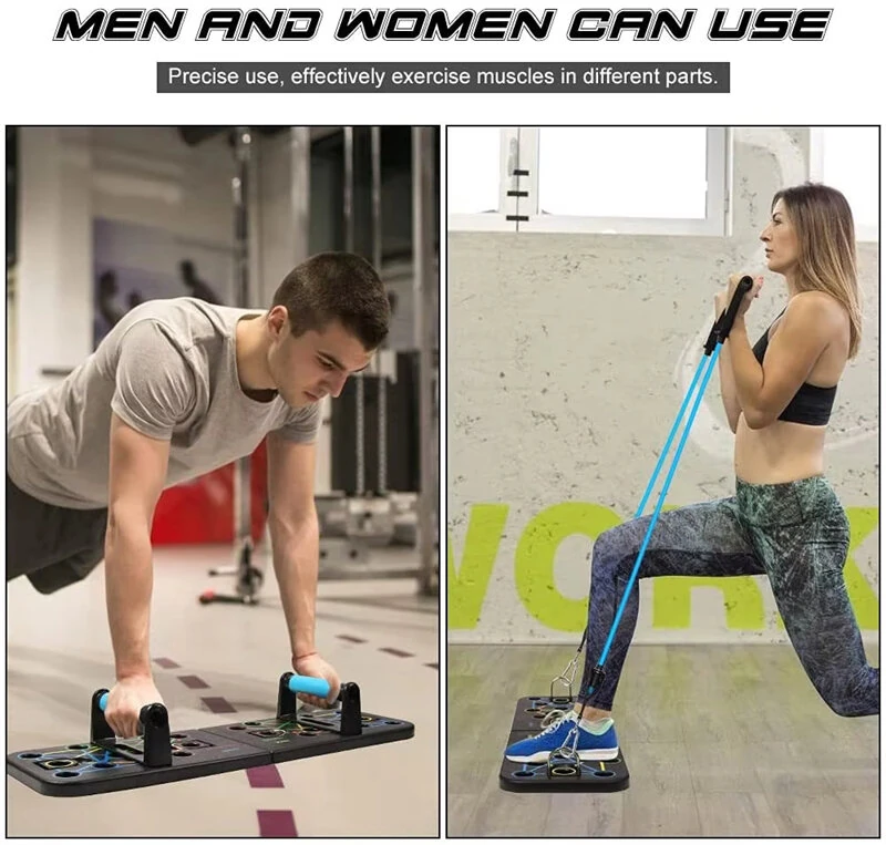 Bominfit Multifunctional Foldable Push-Up Stand with Resistance Band Anti-slip Handles Supports Up to 150kg Home Gym Fitness Board for Chest Back Shoulder Triceps — view 8