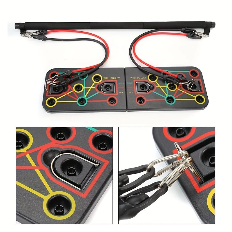 Bominfit Push-up Board Fitness Combo Set for Home Workouts Chest Abdominal Back Muscle Training with Adjustable Resistance Bands — view 10