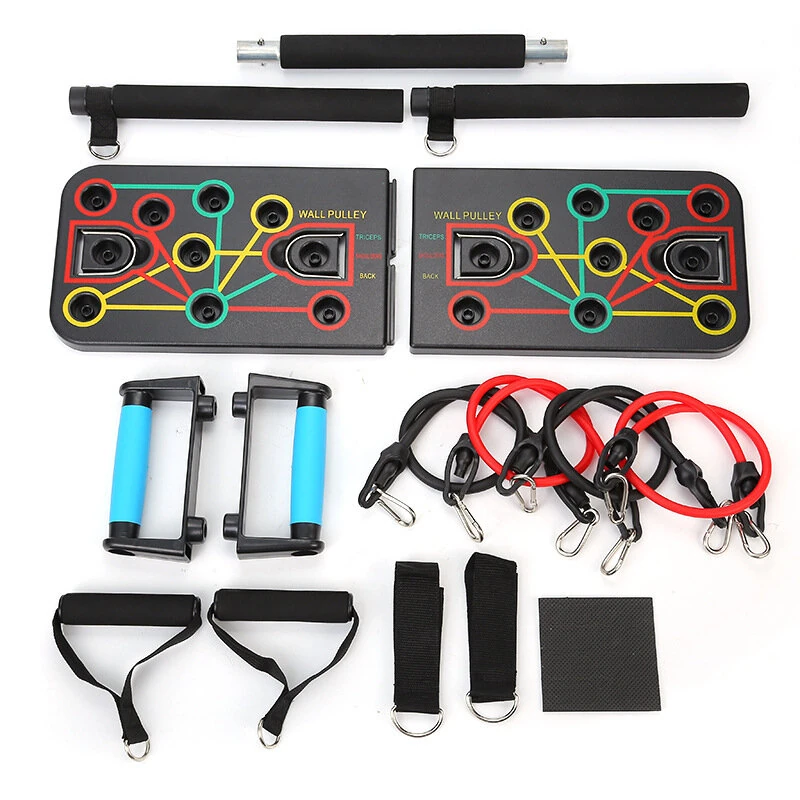 Bominfit Push-up Board Fitness Combo Set for Home Workouts Chest Abdominal Back Muscle Training with Adjustable Resistance Bands — view 2