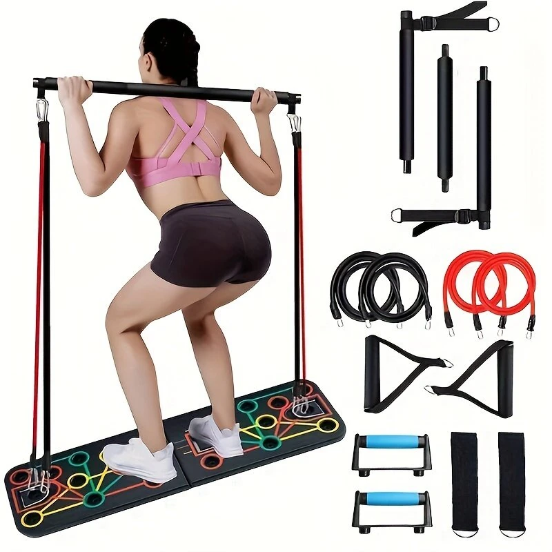 Bominfit Push-up Board Fitness Combo Set for Home Workouts Chest Abdominal Back Muscle Training with Adjustable Resistance Bands — view 7
